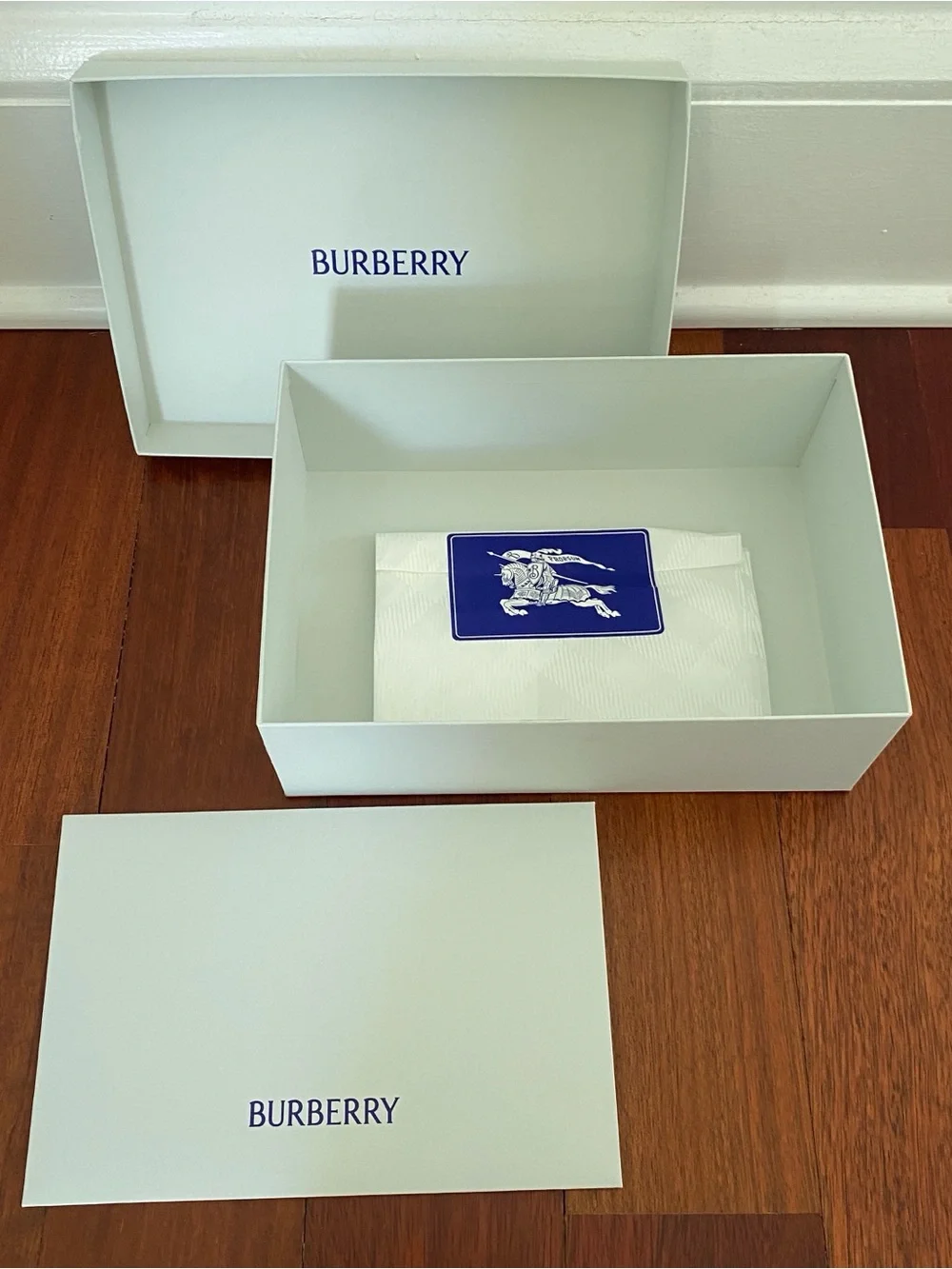 BURBERRY Empty BOX Approximately 10 In X 7 X 4 + Envelope Receipt Paper Sticker